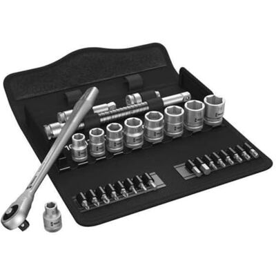 Wera , 8100 SA B 7 Kit con cricchetto Zyklop Metal con passante quadro attaco da 3/8", metrico, 29 pezzi Wera , 8100 SA B 7 Kit con cricchetto Zyklop Metal con passante quadro attaco da 3/8", metrico, 29 pezzi