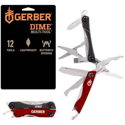 Gerber Strumento multi-uso con 12 funzioni, Dime Pocket Multi-Tool, Rosso, 31-003622 Gerber Strumento multi-uso con 12 funzioni, Dime Pocket Multi-Tool, Rosso, 31-003622