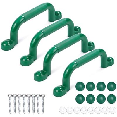 Relaxdays Maniglie per Arrampicata, Set 4 pz, capacità 100 kg, per Torre Giochi e Letto a soppalco, plastica, Verde, 24 Relaxdays Maniglie per Arrampicata, Set 4 pz, capacità 100 kg, per Torre Giochi e Letto a soppalco, plastica, Verde, 24