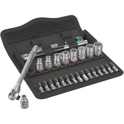 Wera , 8100 SA 7 Kit con cricchetto Zyklop Metal con passante quadro attaco da 1/4", metrico, 28 pezzi Wera , 8100 SA 7 Kit con cricchetto Zyklop Metal con passante quadro attaco da 1/4", metrico, 28 pezzi