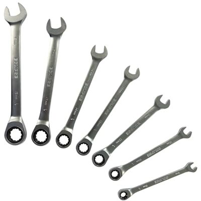 ECLIPSE Professional Tools Set di 7 Chiavi a Cricchetto con Testa Fissa – 8–19mm, Acciaio Cromo Vanadio, 90 Denti, Alta Coppia, Finitura Satinata, per Auto e Manutenzione ECLIPSE Professional Tools Set di 7 Chiavi a Cricchetto con Testa Fissa – 8–19mm, Acciaio Cromo Vanadio, 90 Denti, Alta Coppia, Finitura Satinata, per Auto e Manutenzione