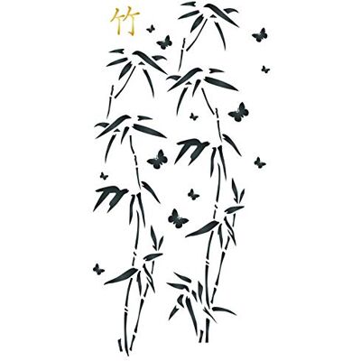 Stencil Company Stencil giapponese in bambù, 16,5 x 33 cm (M) Stencil da parete classici orientali con foglie e farfalle Stencil Company Stencil giapponese in bambù, 16,5 x 33 cm (M) Stencil da parete classici orientali con foglie e farfalle