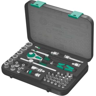 Wera 8100 Sa 4 Kit Con Cricchetto Zyklop Speed Con Attacco Da 1/4", In Pollici, 41 Pezzi, Argento, 22.5 x 16.3 x 50 cm; 1.29 Kg Wera 8100 Sa 4 Kit Con Cricchetto Zyklop Speed Con Attacco Da 1/4", In Pollici, 41 Pezzi, Argento, 22.5 x 16.3 x 50 cm; 1.29 Kg