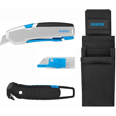 MARTOR Set Cutter SECUPRO 625 & SECUMAX 350 SE, Fodero Cintura & Lame Set coltello sicurezza, ritiro automatico, impugnatura a pinza, lama nascosta, cartone & film, logistica. No. MARTOR Set Cutter SECUPRO 625 & SECUMAX 350 SE, Fodero Cintura & Lame Set coltello sicurezza, ritiro automatico, impugnatura a pinza, lama nascosta, cartone & film, logistica. No.