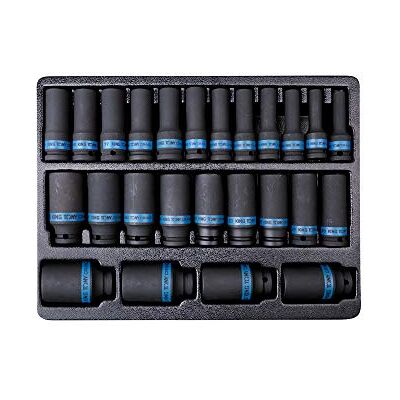 Set di bussole lunghe a choc KINGTONY - 1/2" Metrico - 25 pezzi Set di bussole lunghe a choc KINGTONY - 1/2" Metrico - 25 pezzi