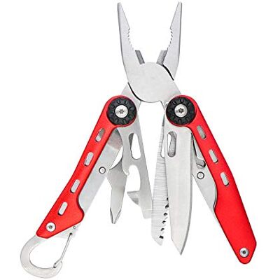 Amazon Basics Coltello multiuso 10 in 1 in acciaio inossidabile con blocco di sicurezza e custodia in nylon, 10.4 x 4.5 x 2.03 cm, Rosso Amazon Basics Coltello multiuso 10 in 1 in acciaio inossidabile con blocco di sicurezza e custodia in nylon, 10.4 x 4.5 x 2.03 cm, Rosso