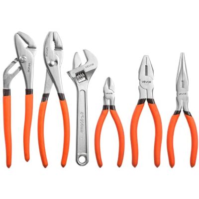 VEVOR Set 6 Pezzi Pinze e Chiavi con Ganasce Acciaio al Carbonio Lucidato Manuali Multiuso, Pinze a Snodo Scanalato e Scorrevole a Becco Lungo Combinate Diagonali Chiave, con Impugnature Ergonomiche VEVOR Set 6 Pezzi Pinze e Chiavi con Ganasce Acciaio al Carbonio Lucidato Manuali Multiuso, Pinze a Snodo Scanalato e Scorrevole a Becco Lungo Combinate Diagonali Chiave, con Impugnature Ergonomiche