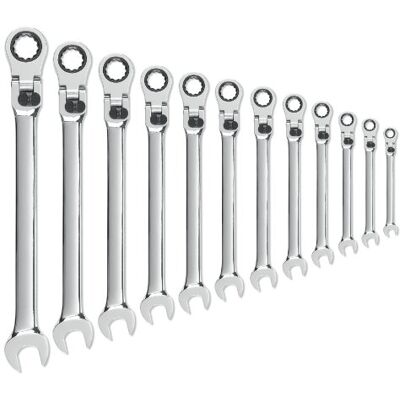 GEARWRENCH 81909 Chiavi a cricchetto, set di 12 XL Set di chiavi combinate a cricchetto con testa flessibile, sistema metrico, 12 punti GEARWRENCH 81909 Chiavi a cricchetto, set di 12 XL Set di chiavi combinate a cricchetto con testa flessibile, sistema metrico, 12 punti
