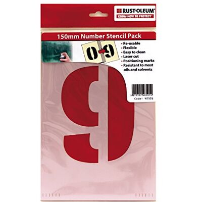 Rust-Oleum stencil Pack 150 mm 0 – 9, riutilizzabile e durevole, bianco sporco Rust-Oleum stencil Pack 150 mm 0 – 9, riutilizzabile e durevole, bianco sporco