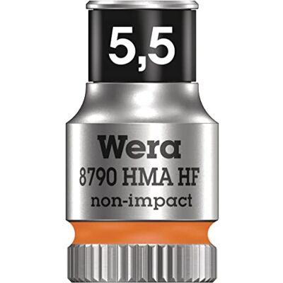 Wera , 8790 HMA HF Bussola per cricchetto Zyklop con attacco da 1/4" con ritegno vite, 5,5 mm Wera , 8790 HMA HF Bussola per cricchetto Zyklop con attacco da 1/4" con ritegno vite, 5,5 mm