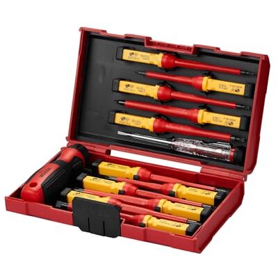 VEVOR Set di Cacciaviti Isolati, Set di Cacciaviti Elettrici da 1000 V Set di Utensili per Elettricisti Isolati, con Punte Magnetiche a Taglio Phillips, Pinze Isolate e Pinze Diagonali (13 pezzi) VEVOR Set di Cacciaviti Isolati, Set di Cacciaviti Elettrici da 1000 V Set di Utensili per Elettricisti Isolati, con Punte Magnetiche a Taglio Phillips, Pinze Isolate e Pinze Diagonali (13 pezzi)