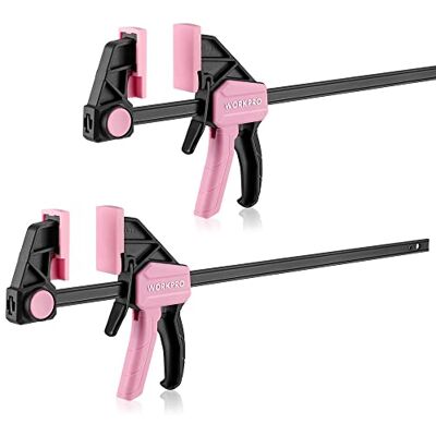 WORKPRO Morsetto da Falegname Rosa 2 Pezzi, Set di Morse per Legno a Sgancio Rapido, Larghezza di Serraggio 300mm, Larghezza di Allungamento 440mm, Forza di Serraggio Massima 68kg WORKPRO Morsetto da Falegname Rosa 2 Pezzi, Set di Morse per Legno a Sgancio Rapido, Larghezza di Serraggio 300mm, Larghezza di Allungamento 440mm, Forza di Serraggio Massima 68kg
