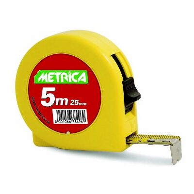 Metrica Flessometro tascabile da 5 m con cassa in ABS, colore: Giallo Metrica Flessometro tascabile da 5 m con cassa in ABS, colore: Giallo