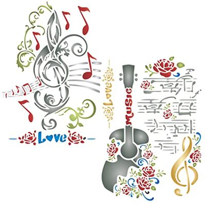 Craft Kreatively 2 stencil musicali, 2 pezzi, 16,5 x 24 cm (M) – Usa la chiave di note musicali per aggiungere texture e design a sfondi misti per dipingere Craft Kreatively 2 stencil musicali, 2 pezzi, 16,5 x 24 cm (M) – Usa la chiave di note musicali per aggiungere texture e design a sfondi misti per dipingere
