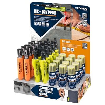LYRA DRY Pennarello professionale per edilizia e ricariche/ INK, display misto LYRA DRY Pennarello professionale per edilizia e ricariche/ INK, display misto