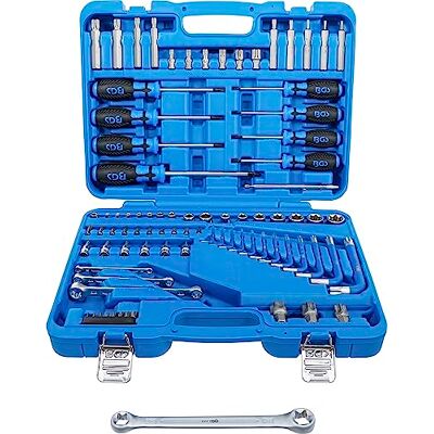 BGS Assortimento utensili 6,3 mm (1/4") + 12,5 mm (1/2") profilo a E / profilo a T (per Torx) 84 pz. BGS Assortimento utensili 6,3 mm (1/4") + 12,5 mm (1/2") profilo a E / profilo a T (per Torx) 84 pz.