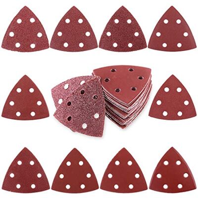 Swpeet 50 fogli di carta vetrata triangolare, 6 fori, 90 mm, 8,9 cm, grana 40/60/80/120/180/240/400/600/800/1000 Swpeet 50 fogli di carta vetrata triangolare, 6 fori, 90 mm, 8,9 cm, grana 40/60/80/120/180/240/400/600/800/1000