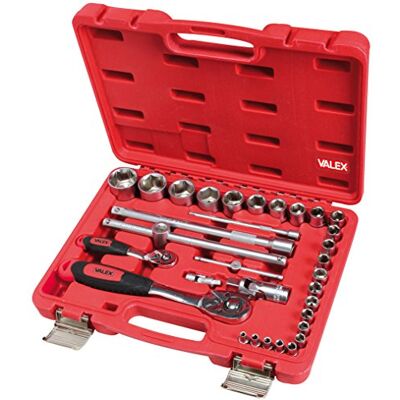 Valex Kit Chiavi a Bussola CRV 32 Pezzi – Acciaio Cromo Vanadio con Cricchetti 1/4” e 1/2”, Valigetta Porta Attrezzi Inclusa Valex Kit Chiavi a Bussola CRV 32 Pezzi – Acciaio Cromo Vanadio con Cricchetti 1/4” e 1/2”, Valigetta Porta Attrezzi Inclusa