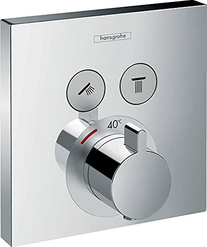 Hansgrohe ShowerSelect Miscelatore termostatico incasso, Rubinetto termostatico con blocco di sicurezza (SafetyStop) a 40° C, Termostato , 2 utenze, cromo