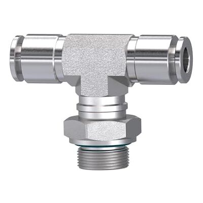 RIEGLER Raccordo a T girevole, G 1/8 a., per tubo esterno Ø 8 mm, pressione di lavoro max. 20 bar, acciaio inox 1.4404 RIEGLER Raccordo a T girevole, G 1/8 a., per tubo esterno Ø 8 mm, pressione di lavoro max. 20 bar, acciaio inox 1.4404