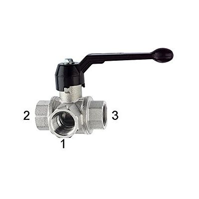 RIEGLER 103380-1081 F Valvola a sfera a 3 vie, supporto, foro a L, in ottone vern, Rp 1 1/4, DN 32, 1 pezzo RIEGLER 103380-1081 F Valvola a sfera a 3 vie, supporto, foro a L, in ottone vern, Rp 1 1/4, DN 32, 1 pezzo