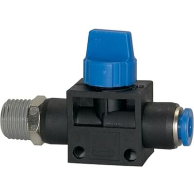 RIEGLER Valvola di intercettazione"serie blu", connettore a innesto, R 1/4 a, per tubo esterno Ø 8 mm, pressione di lavoro max. 15 bar, plastica/ottone vert. RIEGLER Valvola di intercettazione"serie blu", connettore a innesto, R 1/4 a, per tubo esterno Ø 8 mm, pressione di lavoro max. 15 bar, plastica/ottone vert.