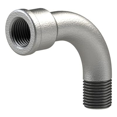 RIEGLER Arco 1, lungo, 90°, IG/AG, Rp/R 1 1/2, temperatura di funzionamento da -20 °C a 300 °C, nero ghisa temperata, zincato a fuoco, DIN EN 10242 RIEGLER Arco 1, lungo, 90°, IG/AG, Rp/R 1 1/2, temperatura di funzionamento da -20 °C a 300 °C, nero ghisa temperata, zincato a fuoco, DIN EN 10242