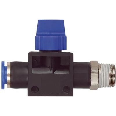 RIEGLER Valvola a 3/2 vie "serie blu", connettore R1/4 a., F. tubo A Ø 10 mm, dr. Max. 15 bar, KS/MS vern, flusso S-G RIEGLER Valvola a 3/2 vie "serie blu", connettore R1/4 a., F. tubo A Ø 10 mm, dr. Max. 15 bar, KS/MS vern, flusso S-G