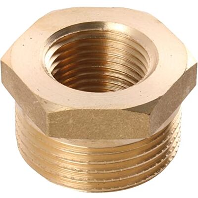 Sanitop-Wingenroth Riduttore con tipo 3/4 '' AG x tipo 3/8 '' IG raccordo con filettatura esterna e interna Diametro ridotto, raccordo filettato per l'installazione fine Multiangolare, ottone Sanitop-Wingenroth Riduttore con tipo 3/4 '' AG x tipo 3/8 '' IG raccordo con filettatura esterna e interna Diametro ridotto, raccordo filettato per l'installazione fine Multiangolare, ottone
