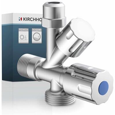 Kirchhoff Elettrodomestici valvola angolare universale con attacco per lavastoviglie, valvola di regolazione angolare da ½" per tubo dell'acqua fredda, rubinetto di intercettazione lavandino Kirchhoff Elettrodomestici valvola angolare universale con attacco per lavastoviglie, valvola di regolazione angolare da ½" per tubo dell'acqua fredda, rubinetto di intercettazione lavandino