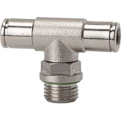 RIEGLER Raccordo a T »Metallica«, girevole, G 3/8 a, per tubo esterno Ø 14 mm, pressione di lavoro max. 16 bar, ottone nichelato RIEGLER Raccordo a T »Metallica«, girevole, G 3/8 a, per tubo esterno Ø 14 mm, pressione di lavoro max. 16 bar, ottone nichelato