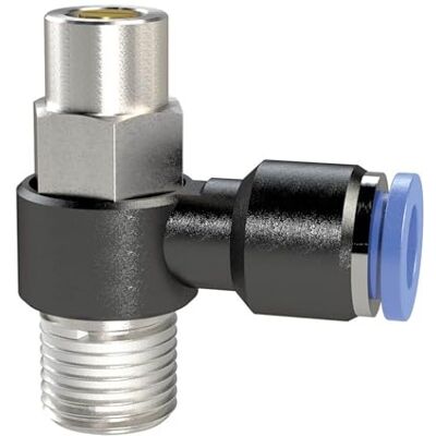 RIEGLER Valvola di non ritorno a farfalla, serie blu, scarico rose, R 1/4 a., F. Schl.-Außen-Ø 10 mm, codice di lavoro: Max. 10 bar, plastica/MS vern. RIEGLER Valvola di non ritorno a farfalla, serie blu, scarico rose, R 1/4 a., F. Schl.-Außen-Ø 10 mm, codice di lavoro: Max. 10 bar, plastica/MS vern.
