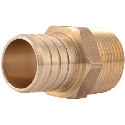 SharkBite Adattatore maschio MNPT a crimpare da 1 pollice x 3/4", raccordo idraulico in ottone, tubo PEX, rame, SharkBite Adattatore maschio MNPT a crimpare da 1 pollice x 3/4", raccordo idraulico in ottone, tubo PEX, rame,