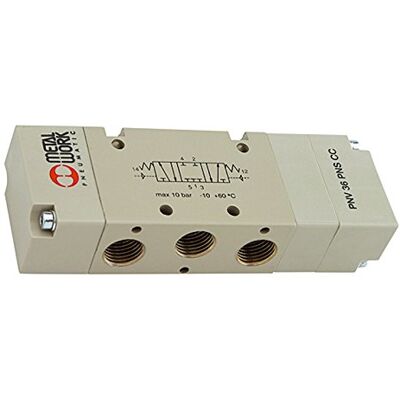 RIEGLER Valvola a 5/3 direzioni, monostabile, G 1/8, ventilata, 1 pezzo RIEGLER Valvola a 5/3 direzioni, monostabile, G 1/8, ventilata, 1 pezzo