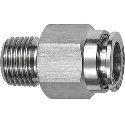 RIEGLER Raccordo dritto, esagono esterno, R 1/2 a., per tubo esterno Ø 14 mm, pressione di lavoro max. 20 bar, acciaio inox 1.4404 RIEGLER Raccordo dritto, esagono esterno, R 1/2 a., per tubo esterno Ø 14 mm, pressione di lavoro max. 20 bar, acciaio inox 1.4404