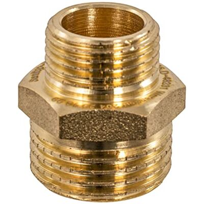 Sanitop-Wingenroth Doppio nipplo di riduzione con tipo 1 '' AG x 3/4 '' AG, raccordo con due filettature esterne, doppio connettore, raccordo filettato per l'installazione fine, multiangolare, ottone, Sanitop-Wingenroth Doppio nipplo di riduzione con tipo 1 '' AG x 3/4 '' AG, raccordo con due filettature esterne, doppio connettore, raccordo filettato per l'installazione fine, multiangolare, ottone,