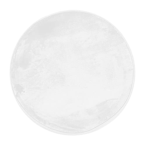 Thedecofactory Tappeto D60 PES Microfibra Flanella, Poliestere, Bianco, 60 x 60 x 1,5 cm