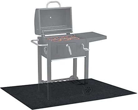 Relaxdays Tappeto per Barbecue, Tappetino Ignifugo, Protezione Pavimento sotto Grill BBQ, Esterno, 120x80 cm, Antracite