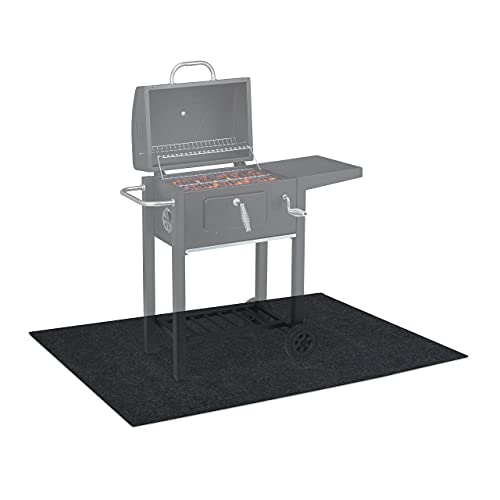 Relaxdays Tappeto per Barbecue, Tappetino Ignifugo, Protezione Pavimento Sotto Grill BBQ, Esterno, 120x100 cm, Antracite