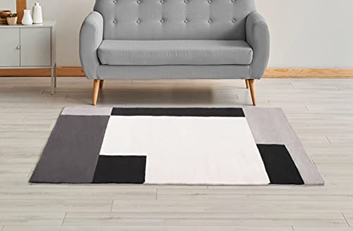 INTEMPORA LES IDEES DECO SONT LA! Tappeto, Polipropilene, Bianco, Grigio e Nero, 100 x 150 cm