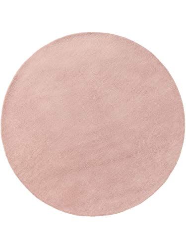 benuta NATURALS Tappeto di lana Bent Plain rosa, ø 150 cm, rotondo, in fibra naturale