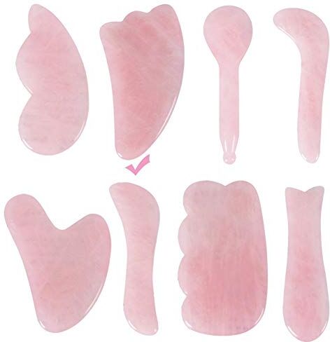 SOYDAN Bordo for raschiare giada al quarzo rosa rosa Bordo Gua Sha for la cura della pelle Pietra curativa naturale al 100% Strumenti Guasha for anti invecchiamento Anti rughe Sollevamento del viso1/47 (Col