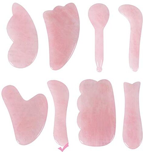 SOYDAN Bordo for raschiare giada al quarzo rosa rosa Bordo Gua Sha for la cura della pelle Pietra curativa naturale al 100% Strumenti Guasha for anti invecchiamento Anti rughe Sollevamento del viso1/47 (Col