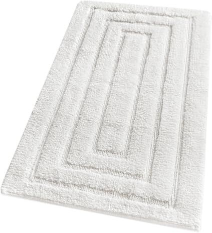 Emmevi Tappeto Bagno Puro Cotone Elegante Morbido Scendiletto Antiscivolo Lavabile 60x40 Cm Bianco