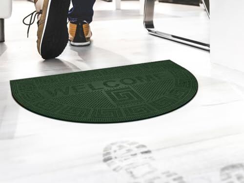 GEMITEX ZERBINO WELCOME MADE IN ITALY, SEMIOVALE 40X60CM, VERDE, PULISCE A FONDO, LUNGA DURATA, ECOSOSTENIBILE, LAVABILE FACILMENTE CON UN GETTO D'ACQUA