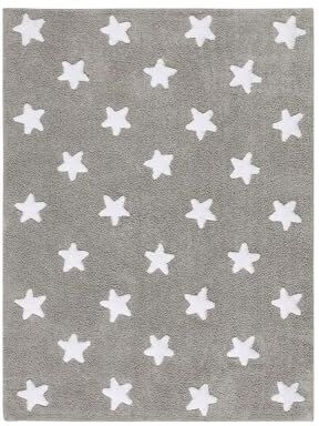 Lorena Canals Grey Stars White Washable Rug, Grigio