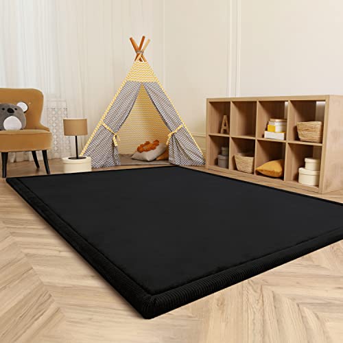 Paco Home Tappeto Bambini Cameretta Bambina Ragezzi Tappeto Morbido Antiscivolo Moderno, Dimensione:100x200 cm, Colore:Nero