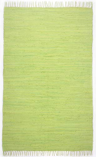 Theko Tappeto Dhurry in 100% cotone a tessitura piatta Tappeto Happy Cotton   Tessuto a mano   Colore: verde   60x120 cm