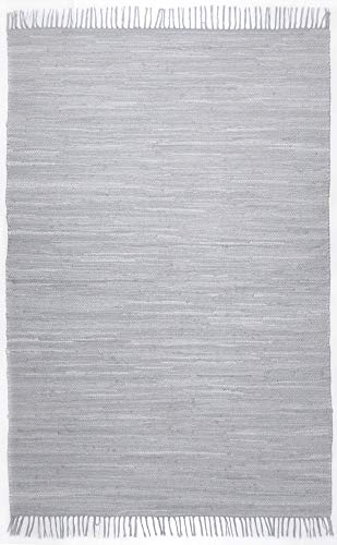 Theko Tappeto Dhurry in 100% cotone a tessitura piatta Tappeto Happy Cotton   Tessuto a mano   Colore: grigio   160x230 cm