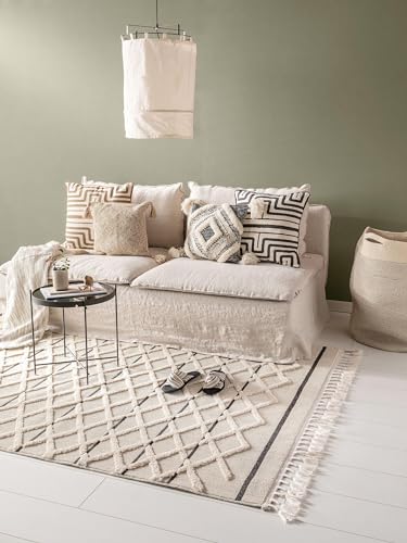 benuta TRENDS Tappeto a pelo corto OYO Cream, 80 x 150 cm, tappeto moderno per soggiorno